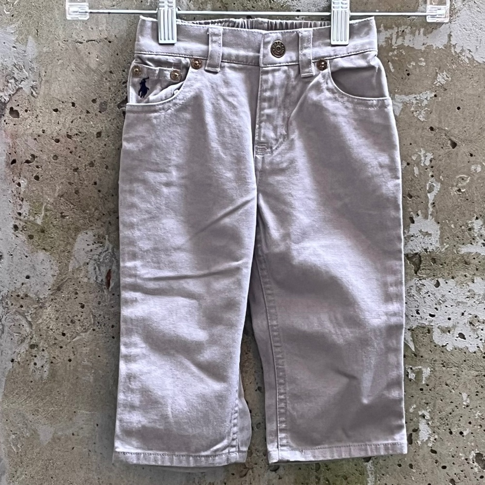 ✨3 for $50✨ RALPH LAUREN Baby Straight Twill Pants -Gray Pull On Trousers -12M